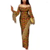 Etnische kleding Dashiki partij bloemenprint geplooide kwastje lange jurk ontwerper mode elegante esthetische kleding dame avondjurk match