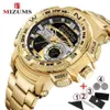 Relogio Masculino Gold Watch Men Luxury Manom Military Male Male assista à prova d'água Aço inoxidável Digital Watch 210407303R