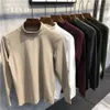 Mode koreanska kläder y2k streetwear casual elegant smala herrar turtleneck höst vinter casual tee topps överdimensionera t-shirt man 240126