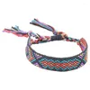 Braccialetti con ciondoli Modello geometrico colorato Tessuto Bracciale dell'amicizia bohémien per le donne Vintage Nepal Intrecciato fatto a mano Pulseras Femme