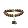 Strand Black Rosewood Abacus paljettpärlor 10 mm liten lotus Seedpod hänge Buddha armband