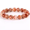 Bangles Natural Orange White Sericite Snow Phantom Quartz Bracelet Crystal Clear Round Beads Bracelet 9mm 10mm AAAAA