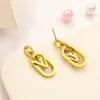 18k Gold Plated Stud Earring Luxury Brand Designers Letter Fashion Women Love rostfritt stål diamantörhänge bröllopsfest judell226f