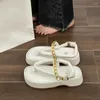 Sandálias femininas clip toe flip-flops marca para 2024 verão corrente de metal grosso sola sapatos moda senhoras vestido slides