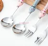 Spoons Children's Spoon And Fork Set Cute Portable Baby Eating Small Cutlery