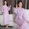 Women's Sleepwear Cotton Bathrobe Solid Spring Autumn Ladies Waffle Dressing Gown El Bathrobes With Sashes Nightwear For Female