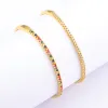 Toppkvalitet Färgglad vit färg kubik zirkoniumtunna 14 k gula guld armband armband för kvinnor bröllop eleganta smycken gåvor trendiga