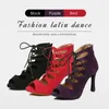 DKZSYIM femmes à lacets chaussures de danse latine talons hauts salle de bal Tango bottes de danse bouts ouverts semelles souples fête/chaussures de danse décontractées 240119