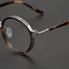 Japonais fait à la main creux pur titane acétate rétro lunettes rondes cadre pour hommes femmes optique prescription myopie lunettes Fas255V