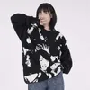 Мужские свитера, жаккардовый свитер с характером, мужской осенне-зимний рваный вязаный пуловер в стиле хип-хоп, готический ретро трикотаж большого размера для пар