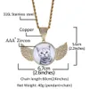 UWIN CZ Custom Made Round Po Pendant Necklace Gold Wings Soild Back Full Iced Out Cubic Zirconia Hiphop Jewelry for Gifts 240119