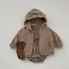 Куртки весенне-осенняя детская одежда, куртка для младенцев, модное милое пальто с медведем из мультфильма, махровый свитер с капюшоном на молнии