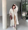 Women's Trench Coats Elegant Loose Oversize Double-Breasted Long Coat Women White Black Duster Windbreaker Lady Outerwear Spring Clothes