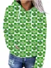 Futro kobiet 2024 Wydrukowane 3D St. Patrick Irish Festival Clover Clover Hooded Sweter