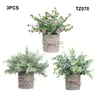 Flores decorativas 3 pacotes de folhas cinzentas geladas em vasos de plantas exclusivas para decoração de casa elegante feita de meio ambiente