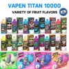 Armazém local vape descartável VAPEN TITAN 10000 Puff tornado razz bar Descartável E Cigarros Bobina de malha 20ml Recarregado Puff recarregável 10k 12K 15k Vape Pen