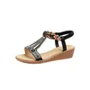 Sandali da donna piatti casual con cinturino in strass bling da donna floreale per ampia larghezza 9w