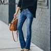 Womens Flare Jeans Button Fly Flyse Vintage Stretch امرأة عادية