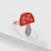 Cluster Rings Unique Mushroom Ring One Size Vintage R French Women Enamel Colored Korean Style Elegant Finger Gifts 2024