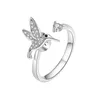 Klusterringar nbnb lindrar stress fingertopp gyroskop cz kolibri justerbar ring för kvinnor härlig kvinnlig öppen tjejfinger smycken