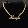 Necklaces AurolaCo Custom Name Necklace Custom Snake Chain Necklace Stainless Steel Snake Choker Necklace for Women Birthday Jewelry Gift