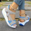 Sandalen Dames Zomer Middenhak Muffin Wedge Fish Mouth Platform Zwarte Holle Sandalias Mujer