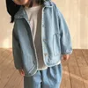 Ceketler IN IN IN ERKEK VE EYNEĞİ Sonbahar Moda Katlı Çocuk Kore tarzı gündelik yaka cep denim ceket