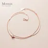 Modian Zilver Eenvoudige Dubbellaags Enkelbanden Voor Vrouwen Zomer Trendy 925 Sterling Zilveren Voet Sieraden Mode Stijl Beenarmband 240118