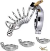 Chastity Device with Urethral Sounds, Metal Male Chastity Cage Ergonomic Design Chastity Lock Adult Sex Toys for Couples (with S/M/L Sized Cuffs)