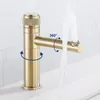 Rubinetti per lavandino del bagno Miscelatore Rubinetto per lavabo ad acqua fredda con apertura a pressione Rubinetto per lavabo in ottone massiccio Montaggio su piano Bocca girevole a foro singolo Rubinetteria per lavabo