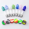 NC024 GLASS VATTEN BONG RÖKNING PILLS SET 510 TITANIUM CERAMIC QUARTZ NAIL DABBER TOOL SILICON JAR Färgad mun Bubbler Dab Rig Bongs