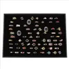 Organisateur de bijoux Plateau d'affichage d'anneau Boîte de tampon de velours noir 100 Slot Insert Holder Case Ring Storage Ear Pin Display Box Organisateur ea2666