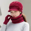 Berets Warm Hat Scarf Set Winter Knitting Neck Gaiter Cozy Plush Beret With Fleece Lined Stylish Women's Knitted