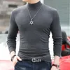 Full Autumn and Winter Matching Black High Neck Undershirt Men's Long Sleeve Slim Fit Solid Color Plus Size Youth Casual TShirt 240118