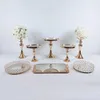 PCS Gold Electroplate Crystal Cake Stand Set Mirror Metal Cupcake Display Wedding Birthday Party Dessert Plate Rack Annat Bakeware280o