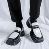 Dikke Bodem Heren Casual Schoenen Leren Loafers Heren Lederen Schoenen Vierkante Neus Instapper Mode Straat Mannen Klassieke Retro Stijl 240118