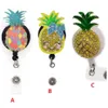 Cartoon sleutelhangers fruit ananas strass intrekbare ID-houder voor verpleegster naam accessoires badge reel met alligator clip2787