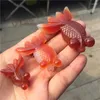 Decorative Figurines 1pcs Natural Red Agate Stone Goldfish Crystal Pendant Carved Animal Polished Gemstone Healing Necklace Fashion