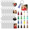 Keychains 32Pcs Sublimation Blank Keychain Double-Side Printed Transfer DIY MDF With PU Leather Tassel Jewel2817