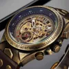 Männer Uhr Skeleton Automatische Mechanische Männliche Uhr Top Marke Luxus Retro Bronze Sport Militär Armbanduhr Relogio Masculino J1907305j