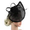 Bandanas Black Top Mesh Hat Veil Tops Brud Fascinator Hatts for Women Ladies Headband Tea Party Headwear Dinner