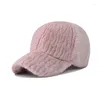 Bollmössor mode vinter vindtät lamm ull baseball mössa för män tjocka rosa bruna kvinnor hattar fast färg streetwear trucker hatt gorras