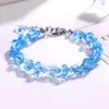 Pulseras de eslabones, cuentas de cristal de imitación, pulsera de amistad, cristal fresco para niñas, accesorios de joyería de flores de mariposa al por mayor