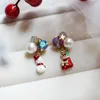 Stud Earrings Handmade Original Christmas Gift Cute Snowman Asymmetric Theme Colored Glaze Ear Clip