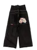 JNCO 와이드 다리 청바지 남자 Y2K 힙합하라 주쿠 고품질 자수 데님 바지 스트리트웨어 미용 ​​캐주얼 헐렁한 바지 240124