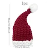 Bérets Chapeau de Noël rouge profond fait à la main pour femmes en tricot épais à longue queue parfait pour l'habillage d'Halloween