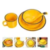 Dinnerware Sets Flatware Melamine Chinese Tableware Plates And Bowls Container Serving Soup White Unbreakable Restaurant