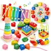 56pcsset Montessori Wooden Toys for Babies Boy Girl Gift Baby Development Games Wood Puzzle Kids Educational Learning Toy 240124