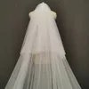 Real Pos 2 T Long Spets Wedding Veil 4 Meter White Ivory Bridal Veil With Comb Blusher Bride Headpiece Wedding Accessories 240123
