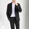 S5XL High Quality Men's Suit Gentlemen Simple Business Casual Fit Suits 2 Pieces Set Classic Solid Color Jacket Blazer Pants 240125